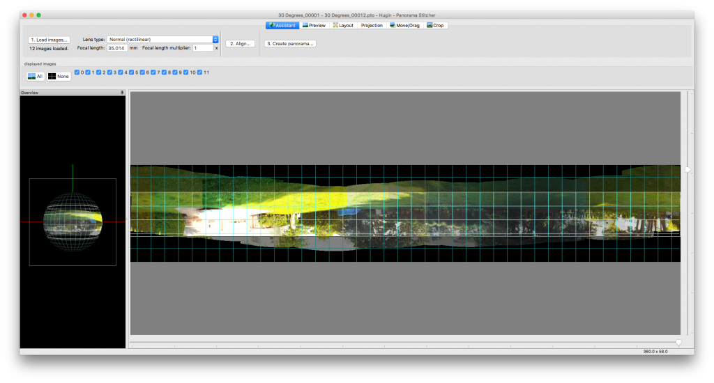 Screenshot of Hugin previews the panorama